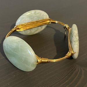 Bourbon and Bowties Gold Bangle - 3 Large Green Stones